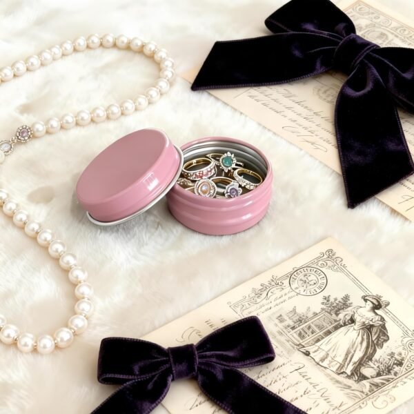 Forever Bene Pink Aluminum Tins with Screw Lids, 0.5 oz Small Metal Containers, 32 Pack Refillable Mini Tins for Cosmetics, Personal Care, Organization, DIY Storage,With Label Stickers Alu Box