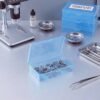 Version 1.0.0 Forever bene 8-Pack Clear Plastic Organizer Boxes,Small Parts Storage Containers with Secure Latch Lids for Craft Supplies,Jewelry, Beads,Office Nail Tools (Blue, 5.3" x 3.2" x 1.2")
