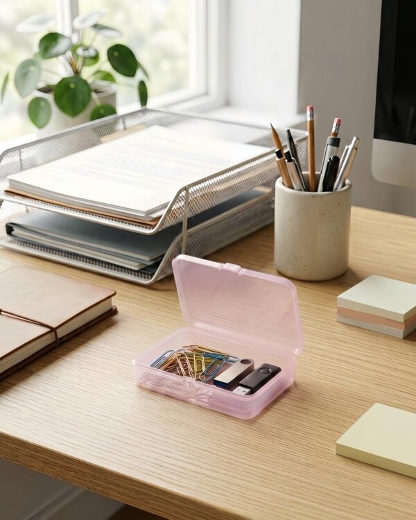 Forever bene 8 Pack Pink Plastic Storage Boxes with Lids, 4.5x3.3x1.1 Inches Small Organizer Containers with Bonus Marking Labels for Beads, Jewelry, DIY Crafts