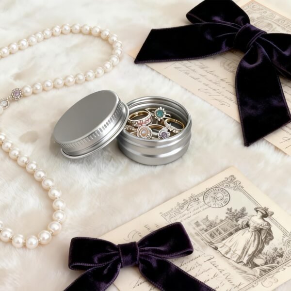 Forever Bene 32 Pack Silver Aluminum Tins with Screw Lids, 0.5 oz Small Metal Containers, Refillable Mini Tins for Hair Wax, Pomade Storage, Lip Balm,Salve, DIY Organization With label stickers Alu